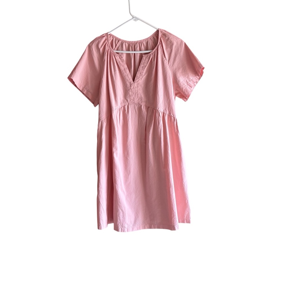Women pale pink  short sleeves sundress Cotton  Sz M minimalist flowy summer